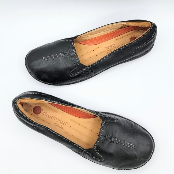 Clarks Unstructured Soft Black Leather Slip-on Loafer Size 9W - Picture 12 of 15